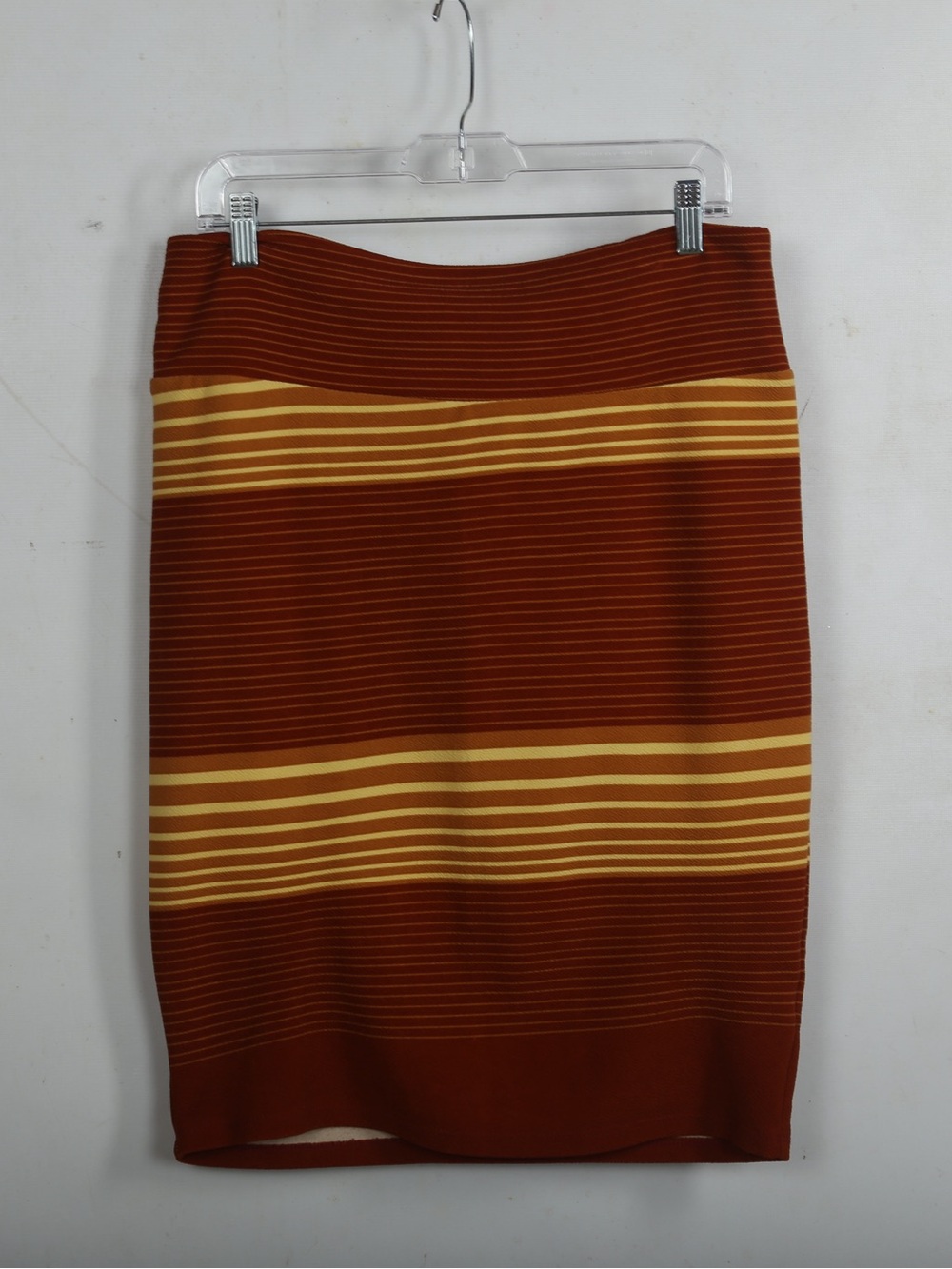 LuLaRoe Rust and Mustard Striped Pencil Skirt